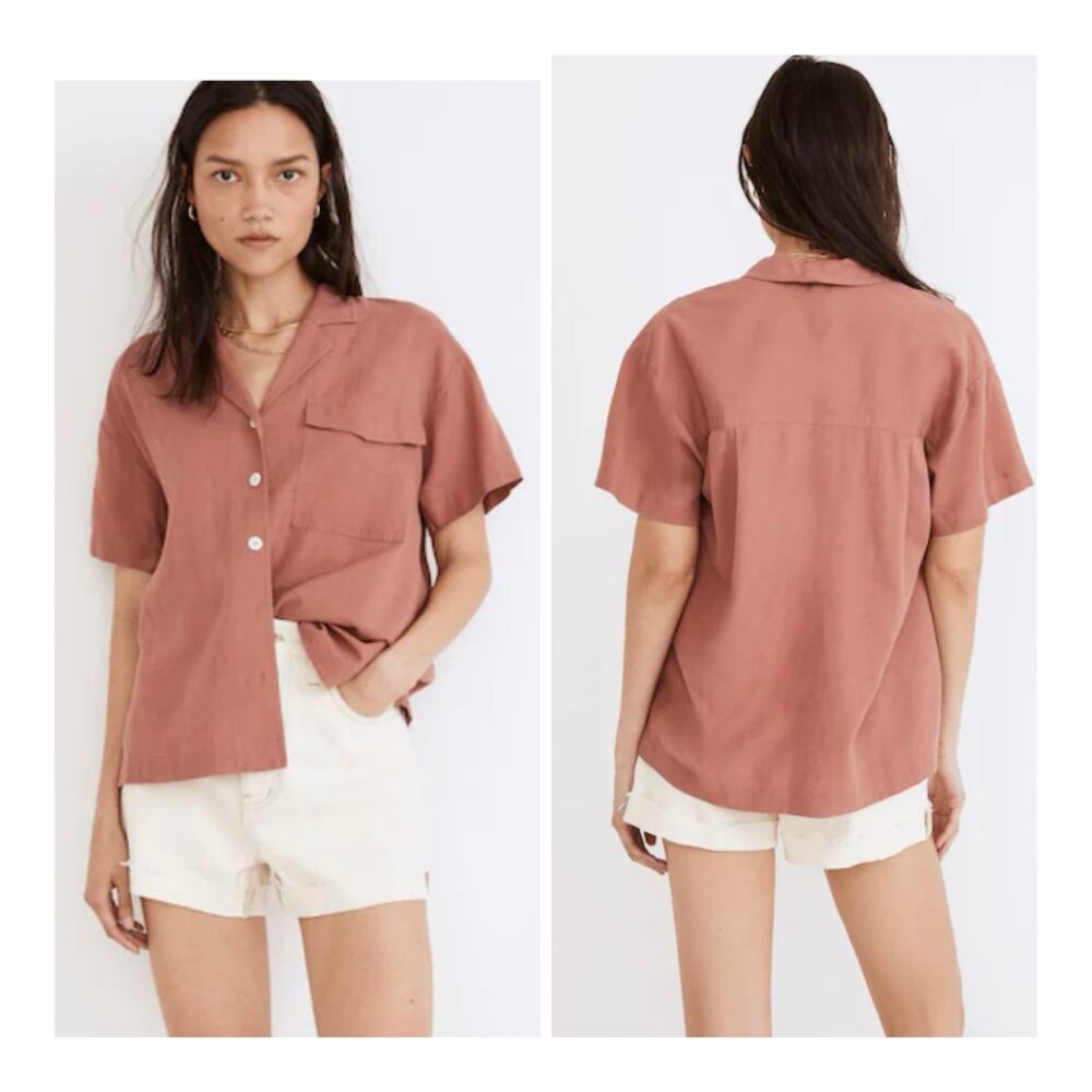 Madewell Dusty Rose Short-Sleeve Button-Down Shirt